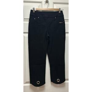 Jamie Sadock Black Cropped Pants Stretch Zip Pockets and Grommet Detail, Size 6